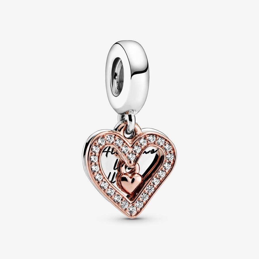Sparkling Freehand Heart Dangle Charm