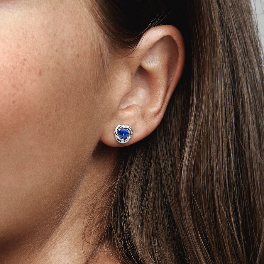September Birthstone Eternity Circle Stud Earrings - Image 2