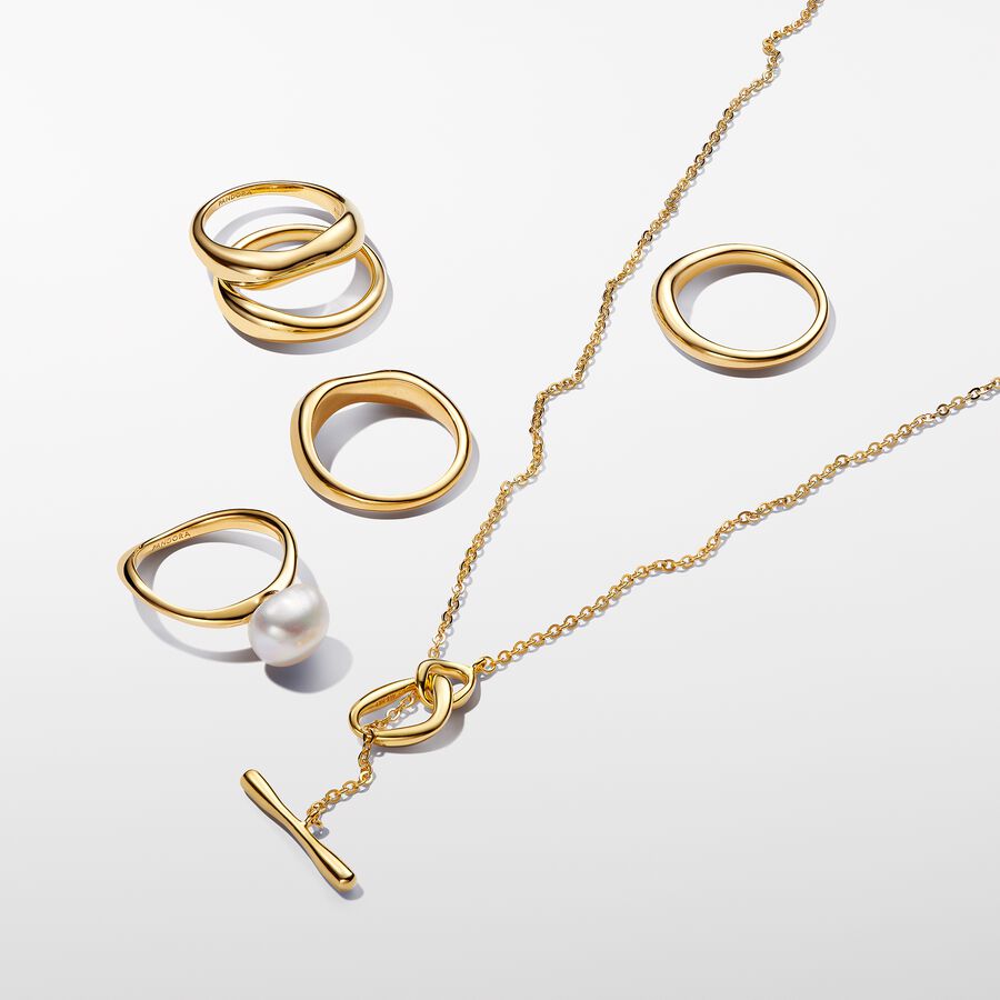 Organically Shaped Circles T-bar Necklace - Image 2