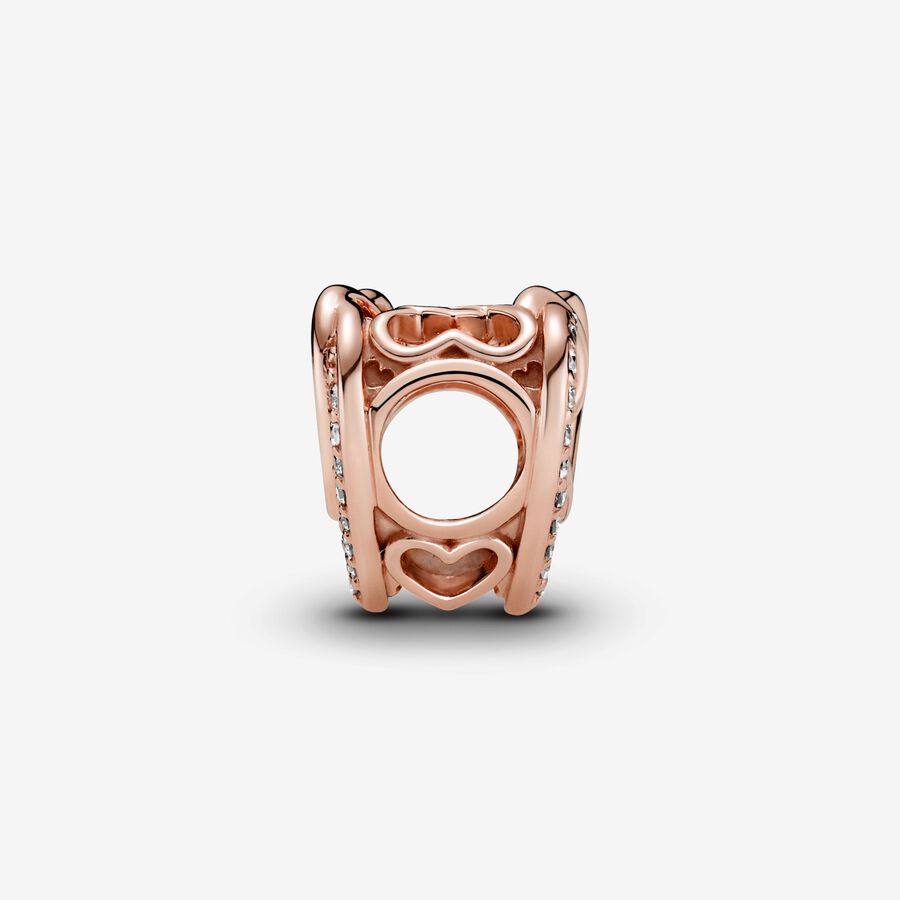 Sparkling Entwined Hearts Charm Rose gold plated - Image 3