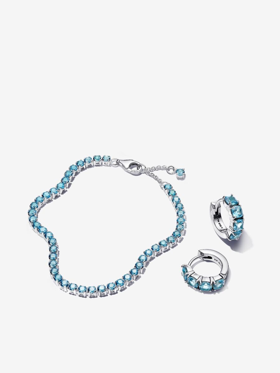 Sparkling Light Blue Tennis Jewelry Set