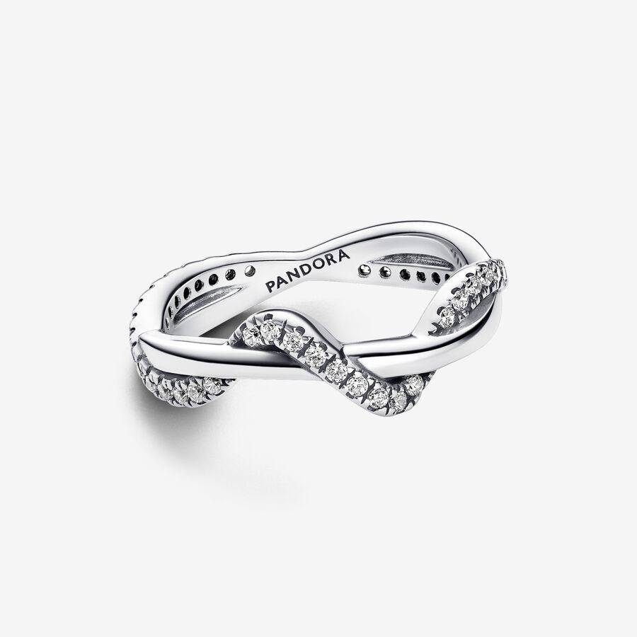 Sparkling Intertwined Wave Ring - Image 2