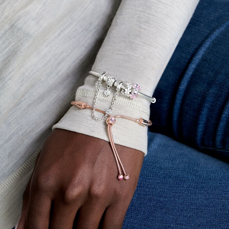Moments Flower Clasp Snake Chain Bracelet - Image 2
