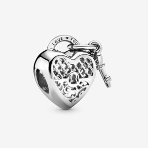 Love You Heart Padlock Charm