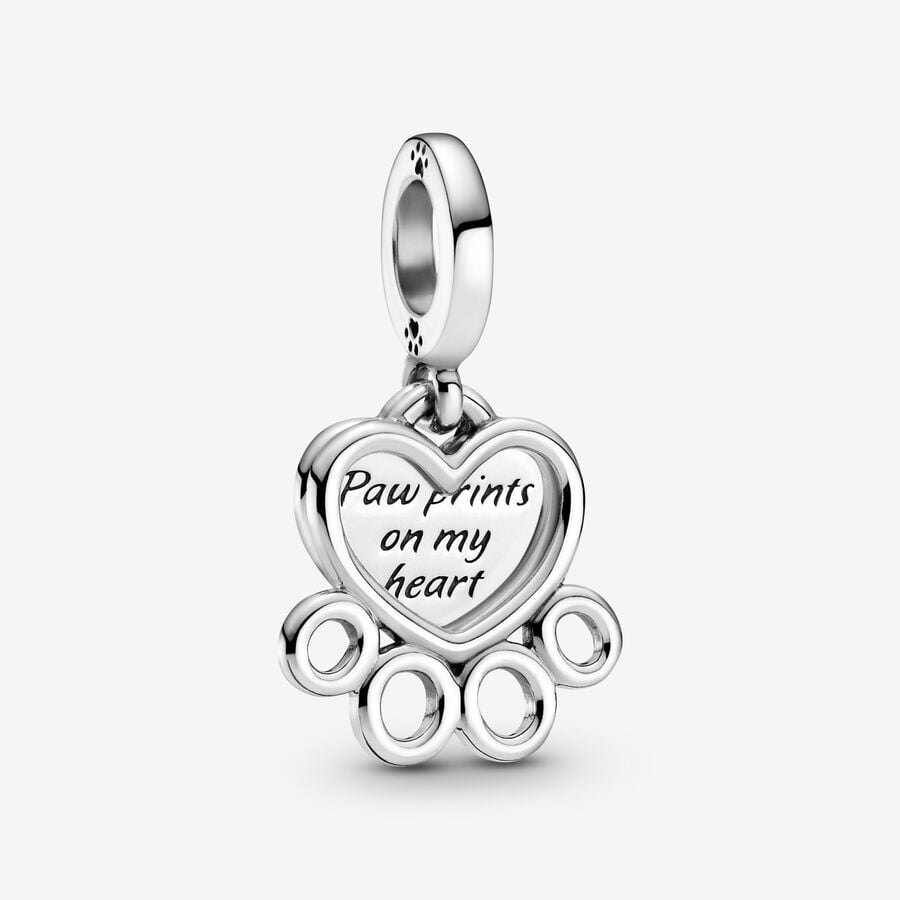 Hearts & Paw Print Dangle Charm - Image 3