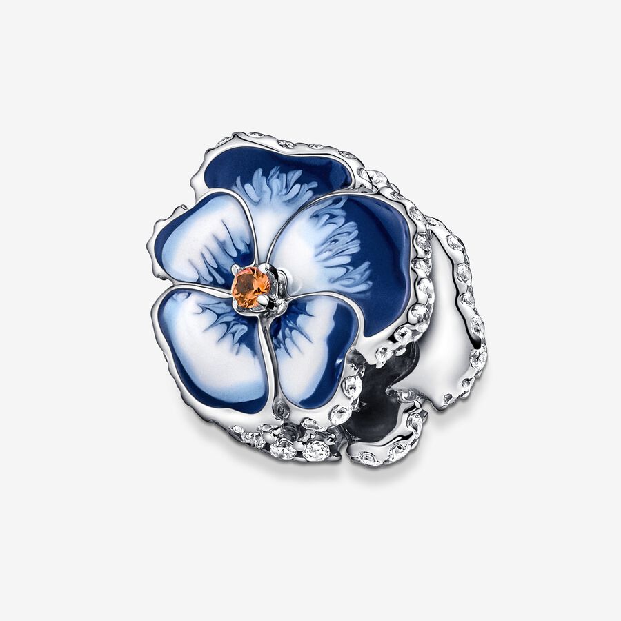 Blue Pansy Flower Charm