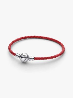 Red Braided Leather Bracelet