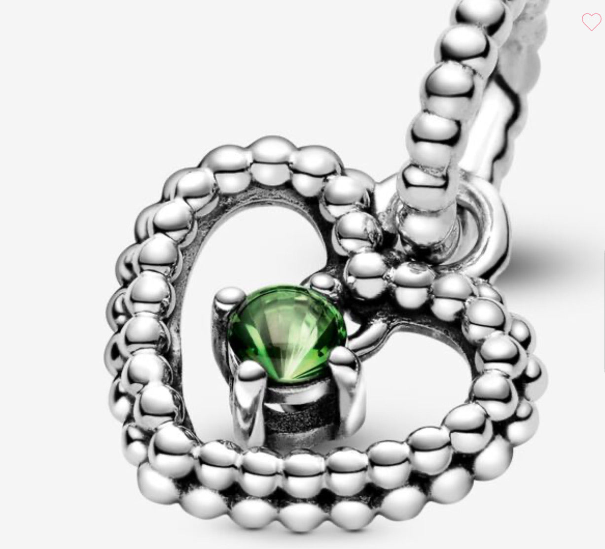 August Spring Green Beaded Heart Dangle Charm - Image 4