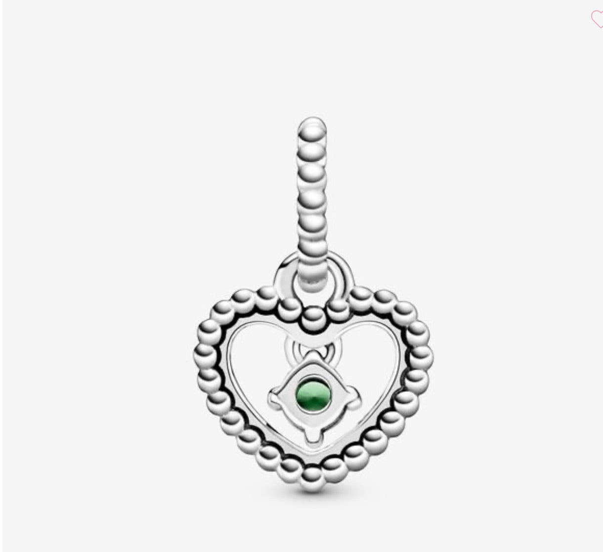 August Spring Green Beaded Heart Dangle Charm - Image 2