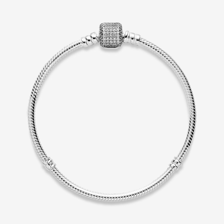Moments Sparkling Pavé Clasp Snake Chain Bracelet - Image 4