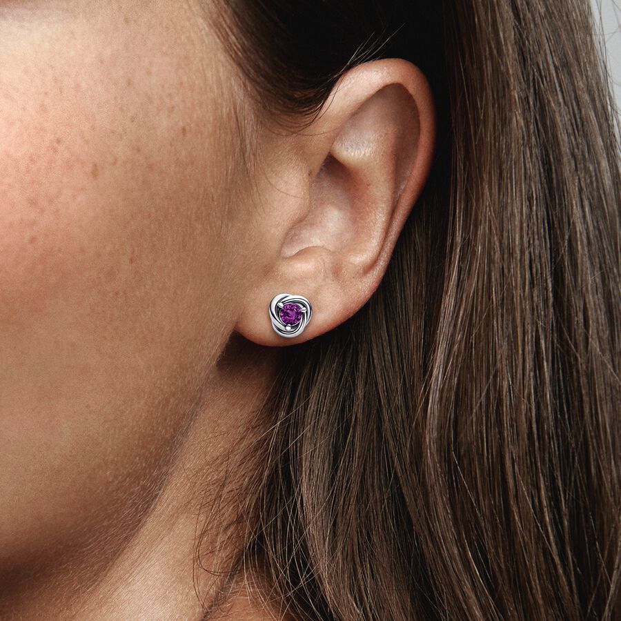 February Purple Eternity Circle Stud Earrings - Image 2