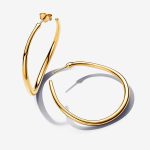 Organically Shaped 42 mm Open Hoop Earrings Gold plated