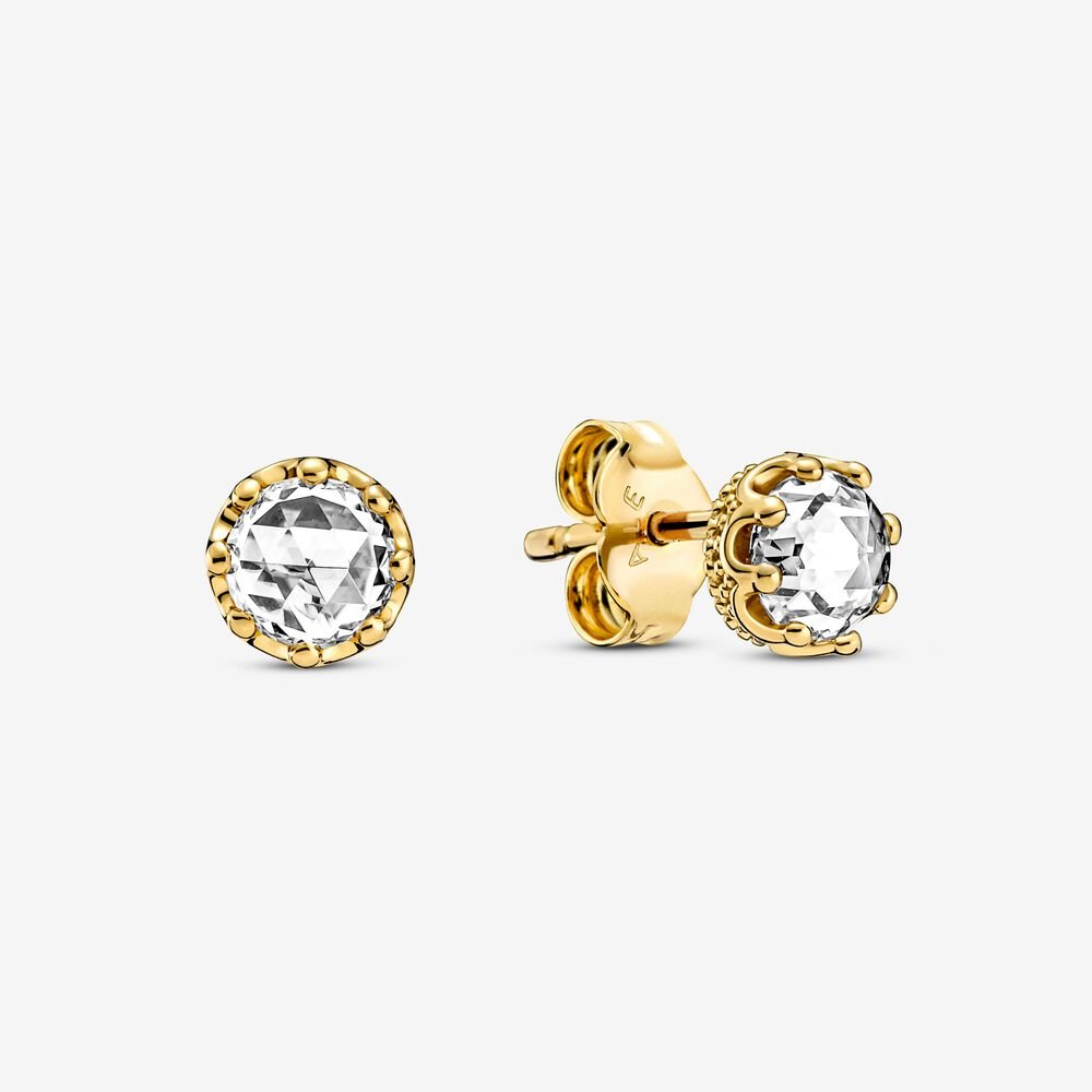 Clear Sparkling Crown Stud Earrings