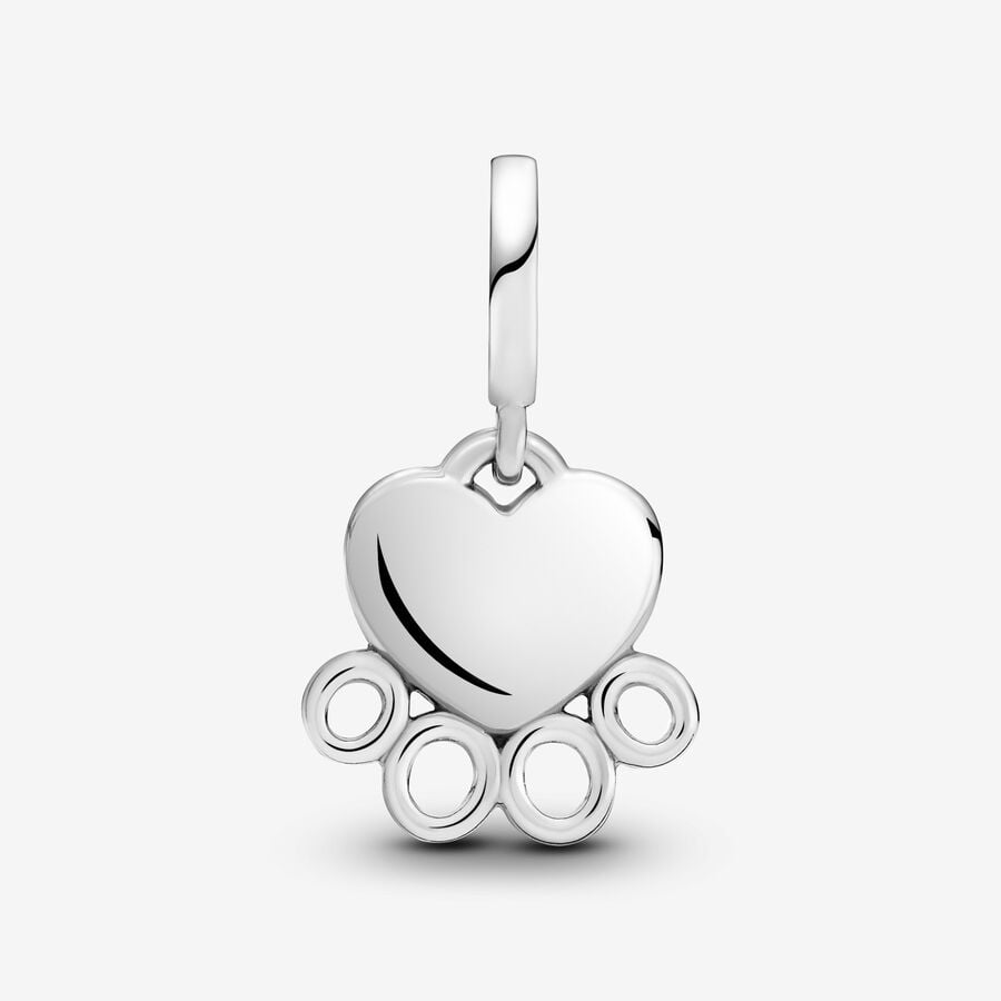 Hearts & Paw Print Dangle Charm - Image 2