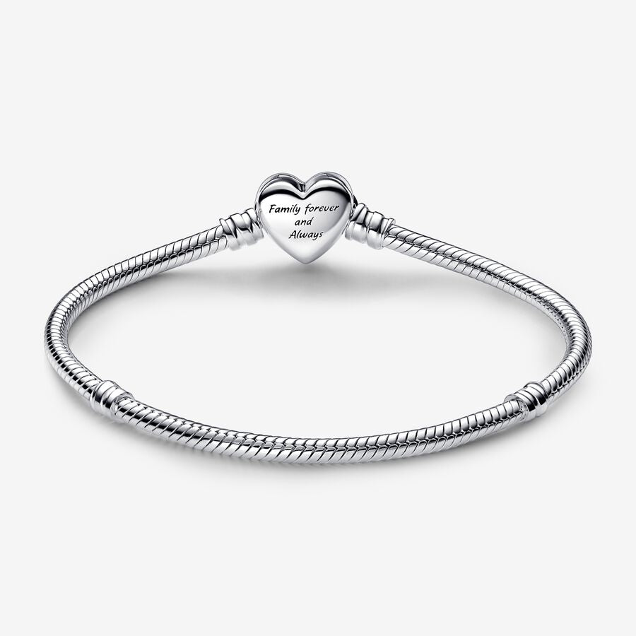 Moments Sparkling Infinity Heart Clasp Snake Chain Bracelet - Image 2