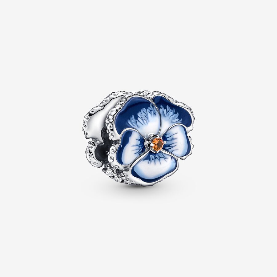 Blue Pansy Flower Charm - Image 2