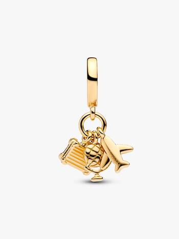 Airplane, Globe & Suitcase Triple Dangle Charm - Image 2