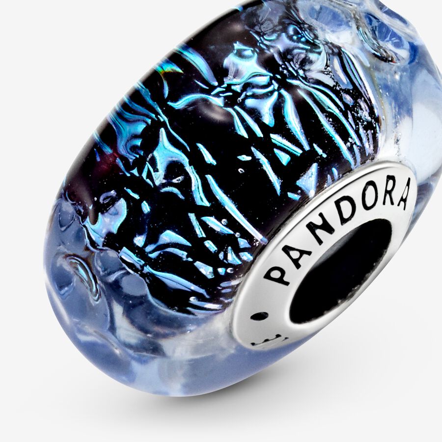 Wavy Dark Blue Murano Glass Ocean Charm - Image 4