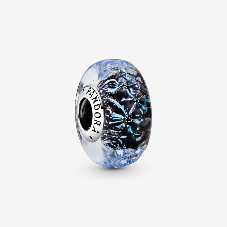 Wavy Dark Blue Murano Glass Ocean Charm - Image 2