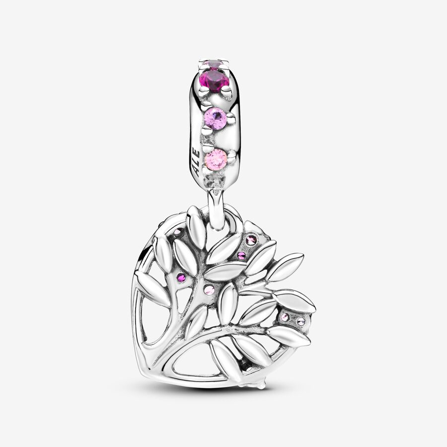Pink Heart Family Tree Dangle Charm - Image 3
