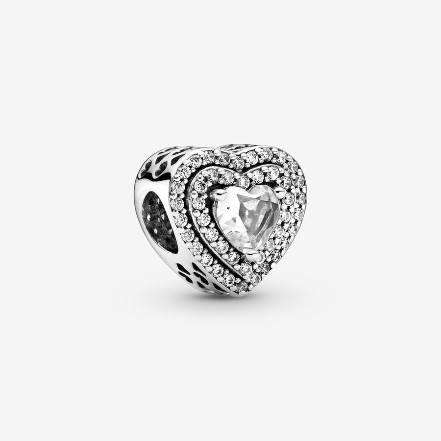 Sparkling Leveled Hearts Charm Clear - Image 5