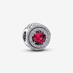 Red Sparkling Leveled Round Charm