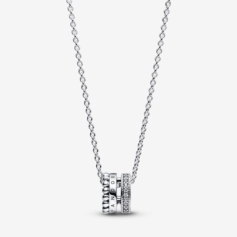 Signature Logo Pavé & Beads Pendant & Necklace