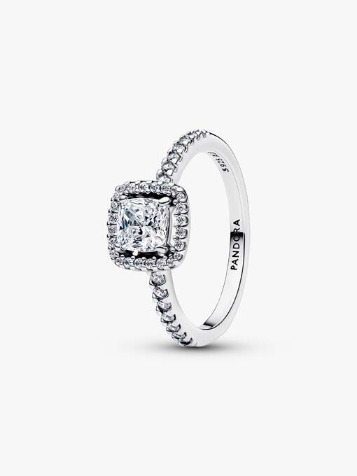 Sparkling Square Halo Ring