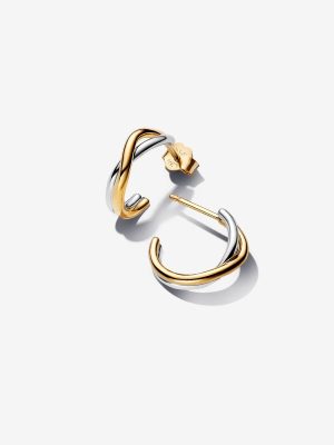 Organically Shaped Two-tone Open Hoop Earrings