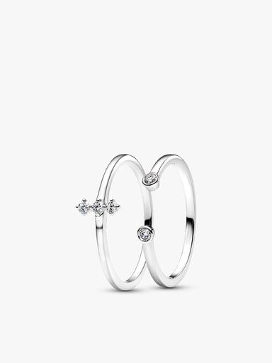 Era Lab-Grown Diamond White Gold Open and Trio Ring Set