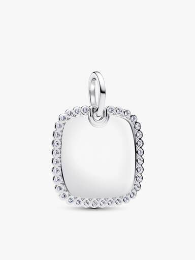 Engravable Sparkling Square Tag Pendant Necklace - Image 2