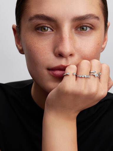 Talisman Sterling Silver Lab-Grown Diamond Evil Eye & Hamsa Hand Open Ring - Image 4