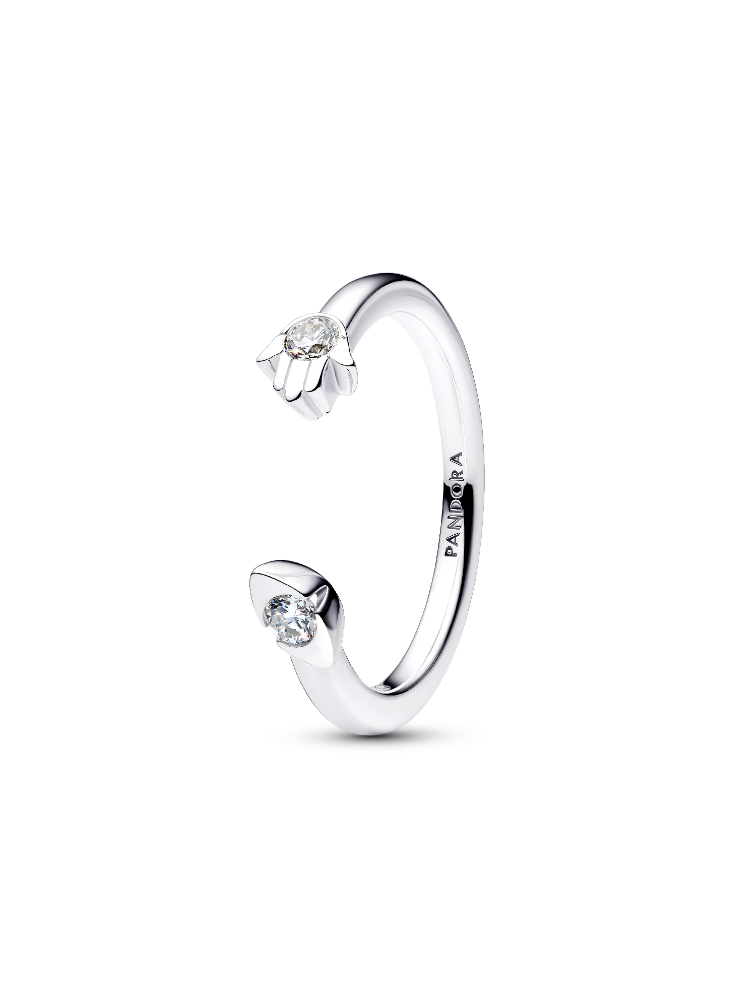 Talisman Sterling Silver Lab-Grown Diamond Evil Eye & Hamsa Hand Open Ring