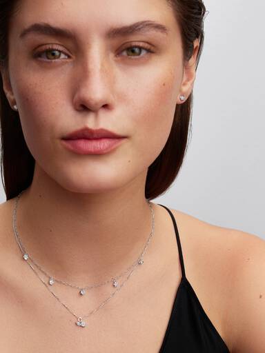 Talisman Sterling Silver Lab-Grown Diamond Dangle Symbols Paperclip Chain Necklace - Image 4