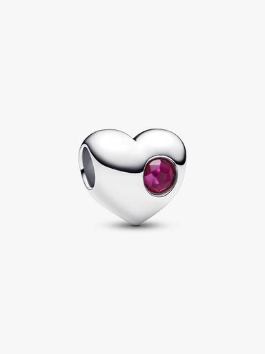 Engravable True Red Stone Heart Charm - Image 3