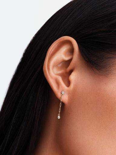 Era Bezel Lab-Grown Diamond Paperclip Chain Drop Earrings - Image 4