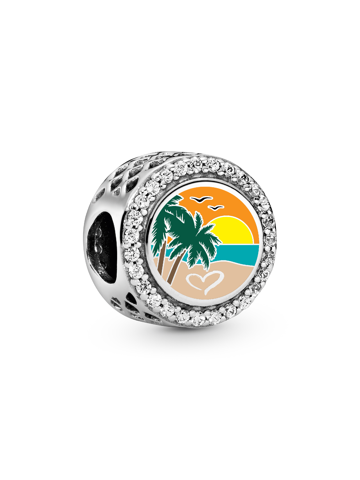 Engravable Beach Heart Scene Charm