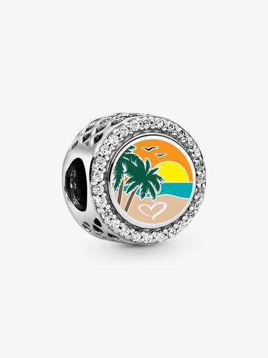 Engravable Beach Heart Scene Charm - Image 2