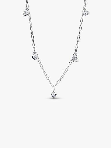 Talisman Sterling Silver Lab-Grown Diamond Dangle Symbols Paperclip Chain Necklace - Image 3