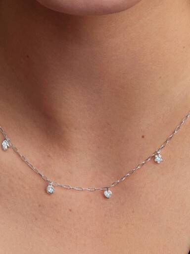 Talisman Sterling Silver Lab-Grown Diamond Dangle Symbols Paperclip Chain Necklace - Image 2