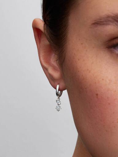 Talisman Sterling Silver Lab-Grown Diamond Evil Eye & Hamsa Hand Dangle Earrings - Image 2