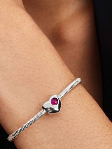 Engravable True Red Stone Heart Charm - Image 2