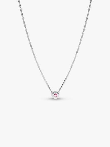 Era Bezel Sterling Silver Pink Lab-grown Diamond Pendant Necklace