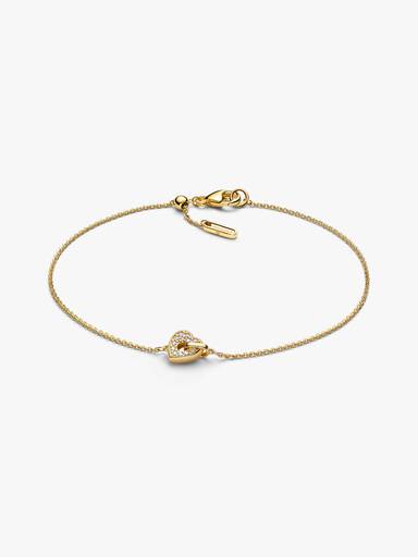 Talisman 14k Gold Lab-grown Diamond Pavé Heart Chain Bracelet