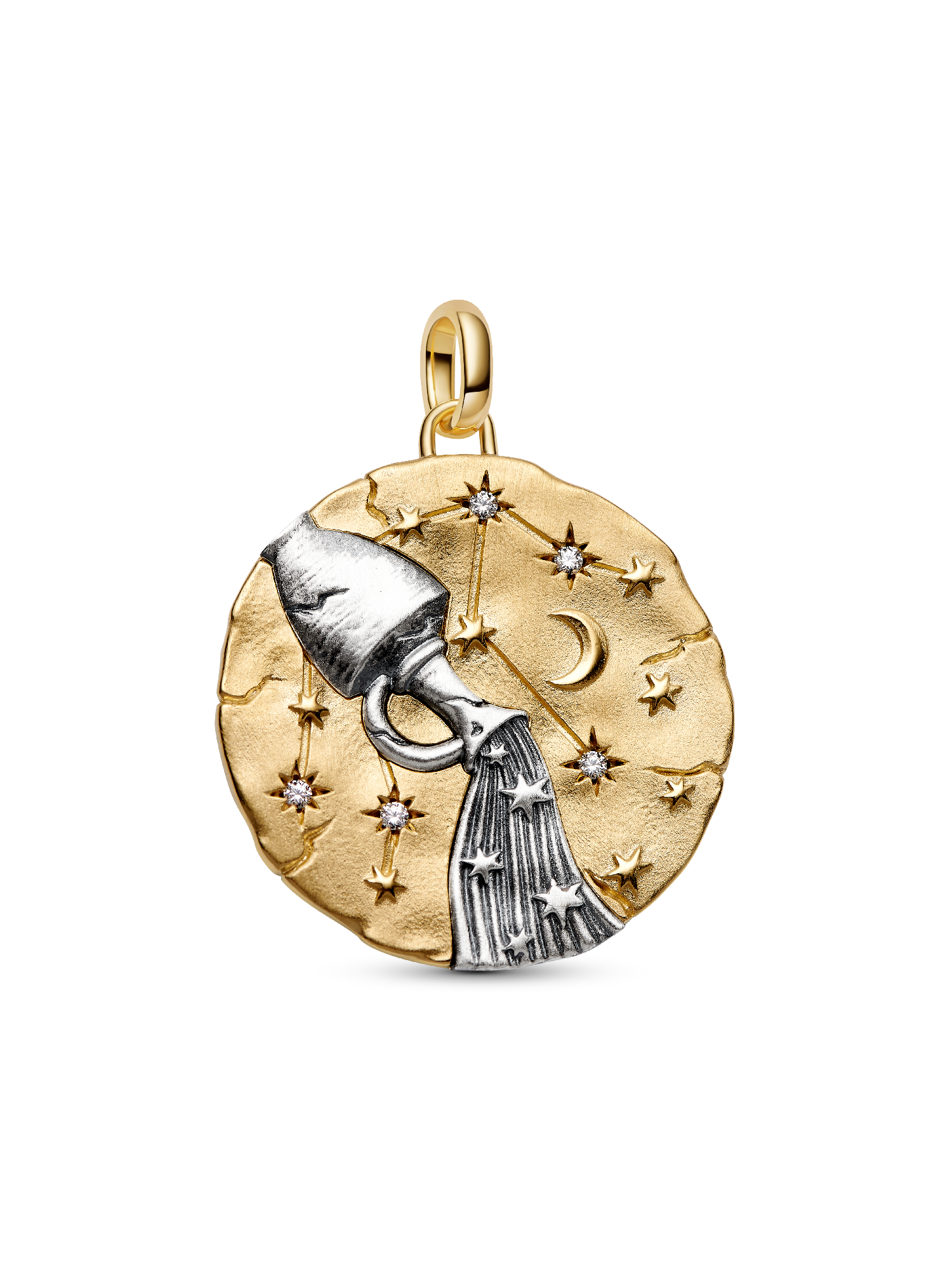 Aquarius Zodiac Oversized Medallion Charm - Image 2